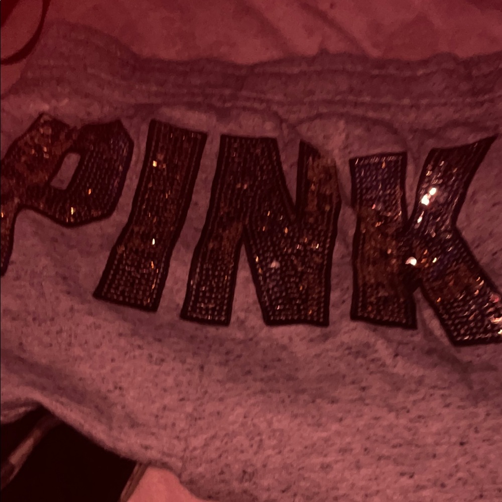 Gray PINK Sequin Sweatshirt